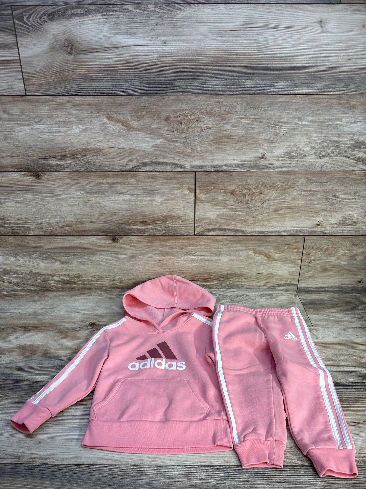 Adidas 2pc Pullover Sweatshirt & Joggers Set Pink sz 2T