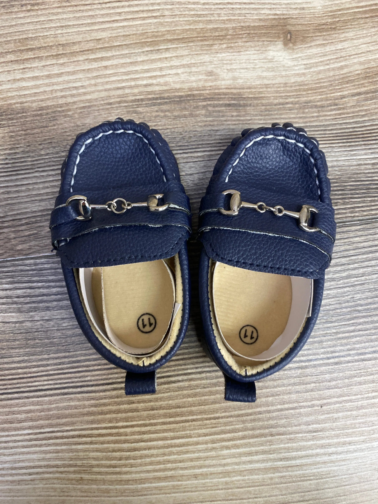 NWOT TongYouYuan PU Leather Loafers Navy sz 3c