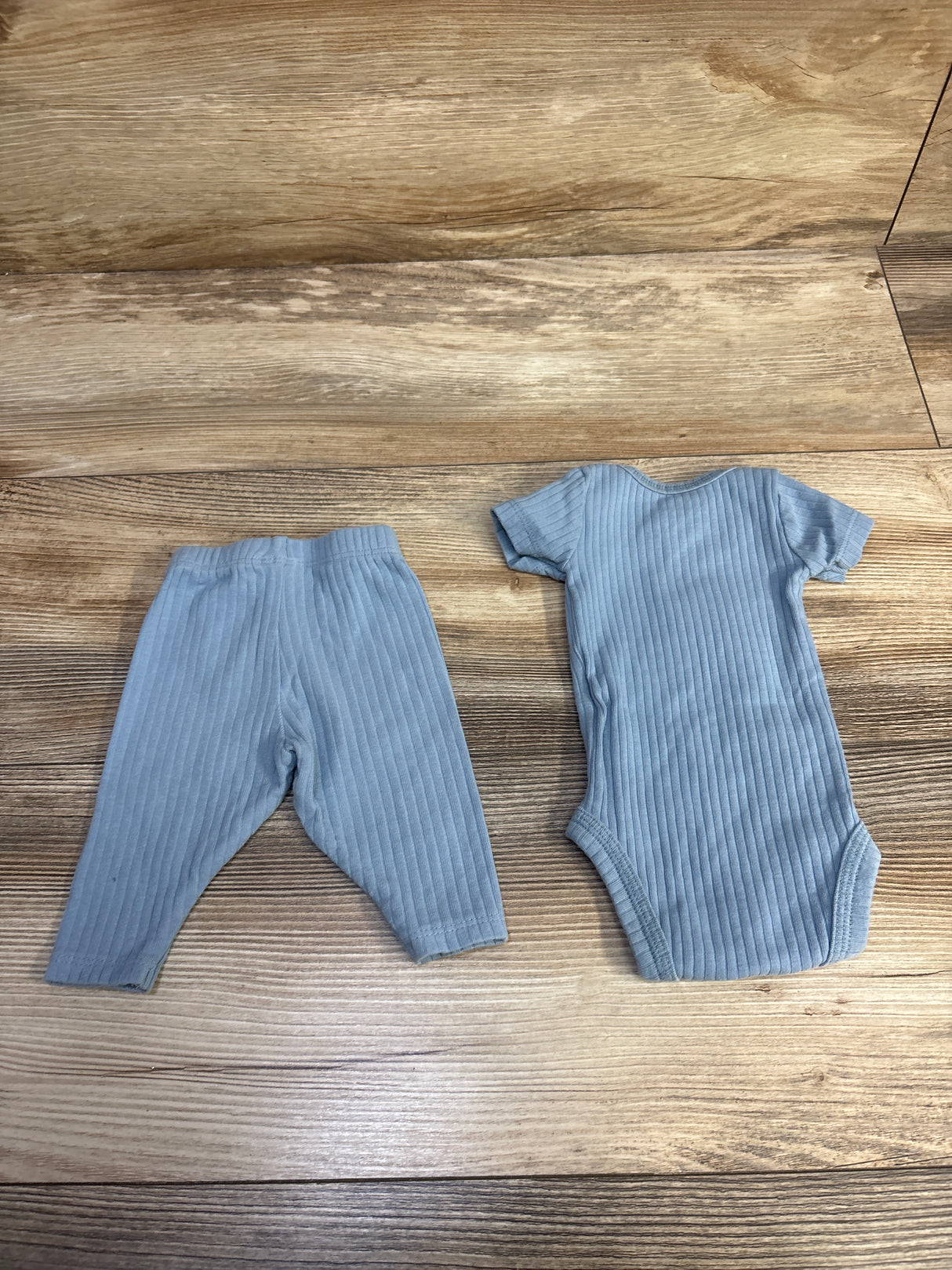 Just One You 2pc Ribbed Bodysuit & Bottoms Set Blue sz Preemie