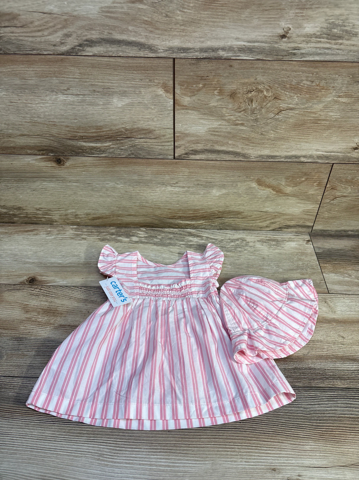 NEW Just One You 3pc Striped Dress, Bloomers, & Hat Set Pink sz 3m