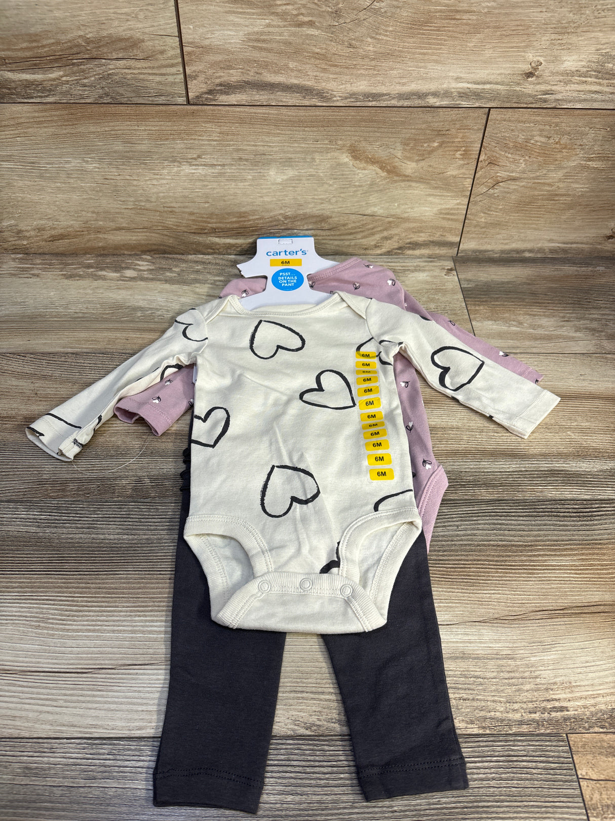 NEW Carter's 3pc Bodysuit Set Cream sz 6m