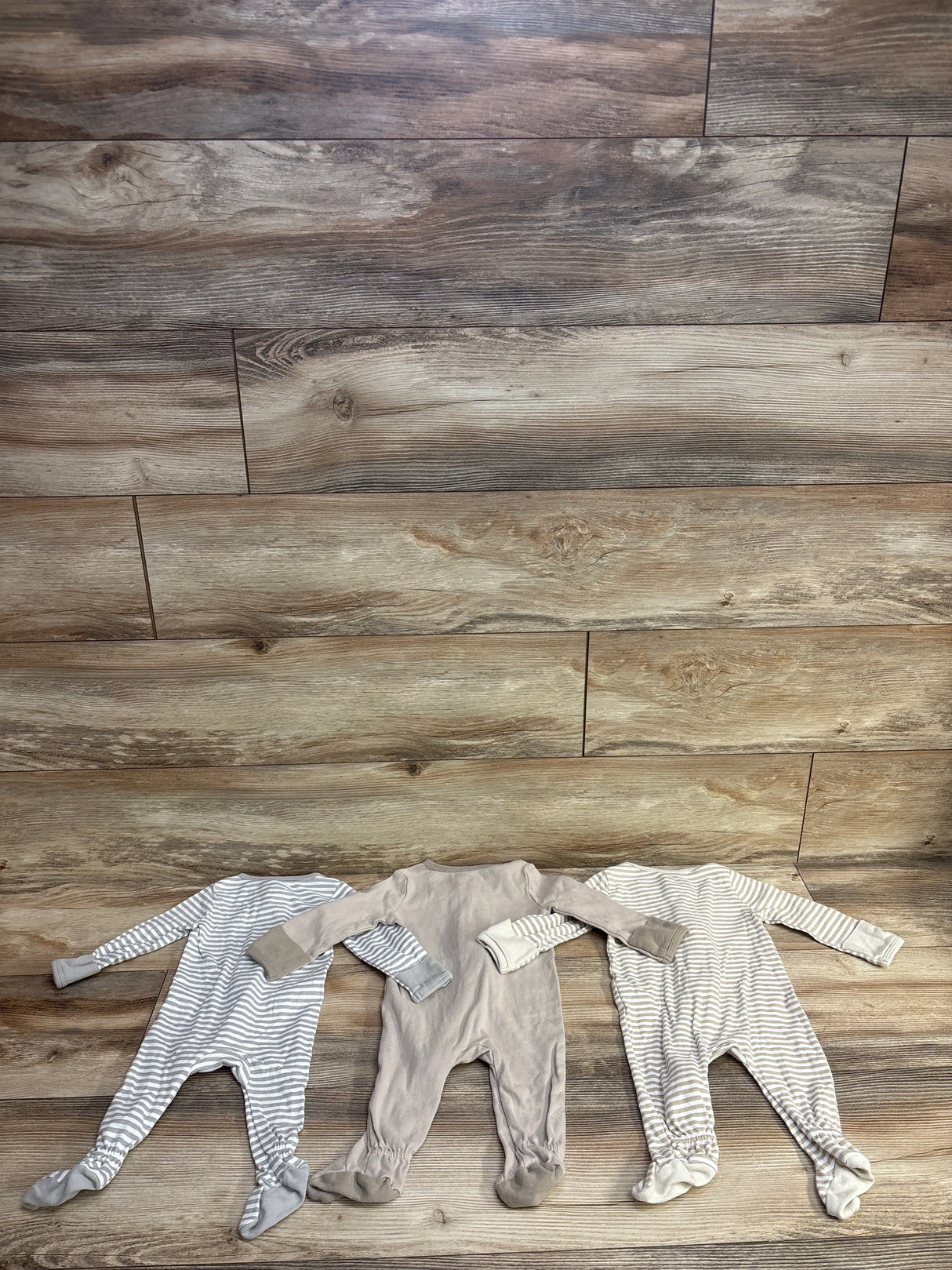 Cloud Island 3pk Striped Sleeper Set White sz 3-6m