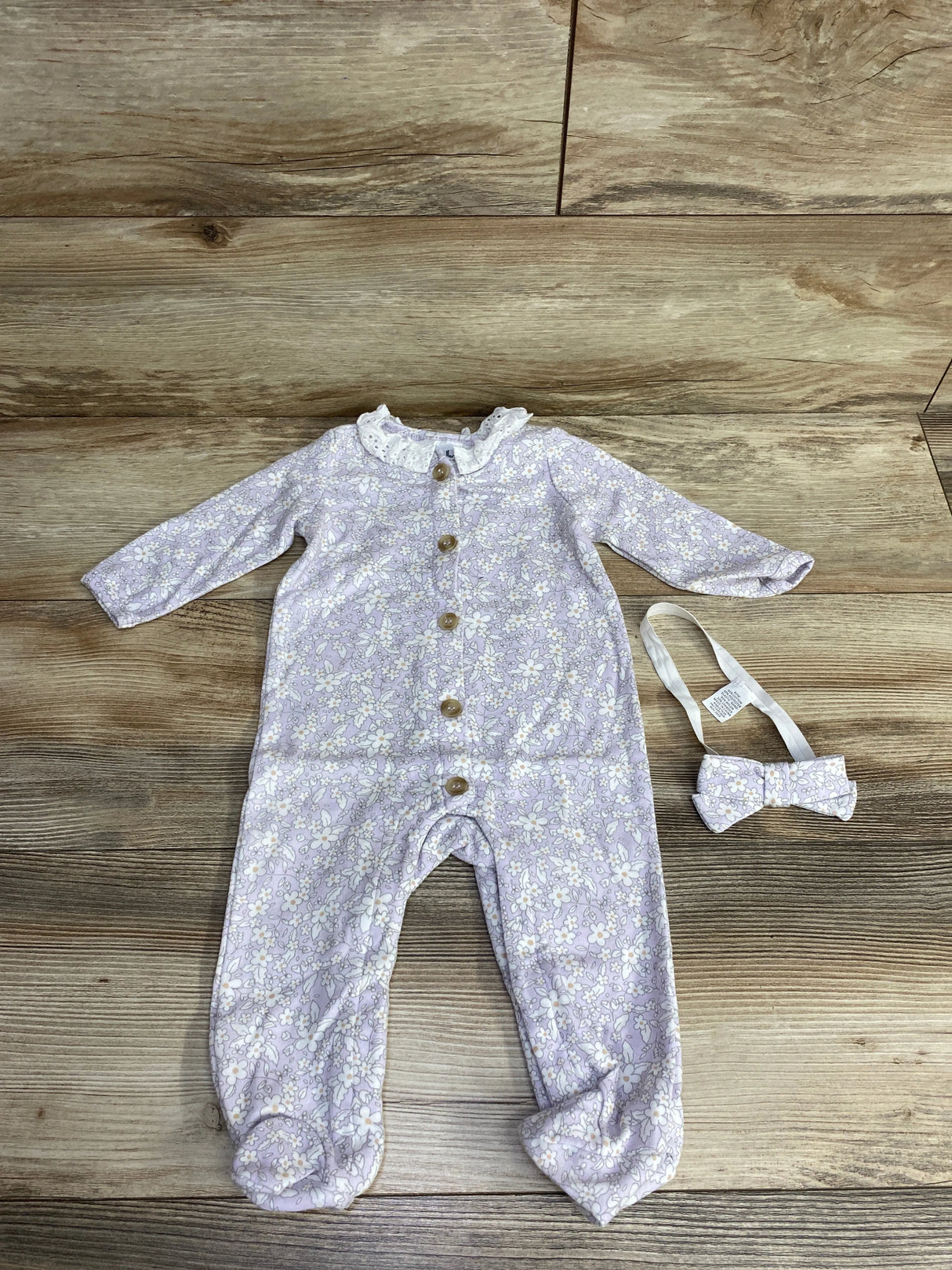 Nicole Miller 2pc Floral Sleeper & Headband Set Lilac sz 6-9m