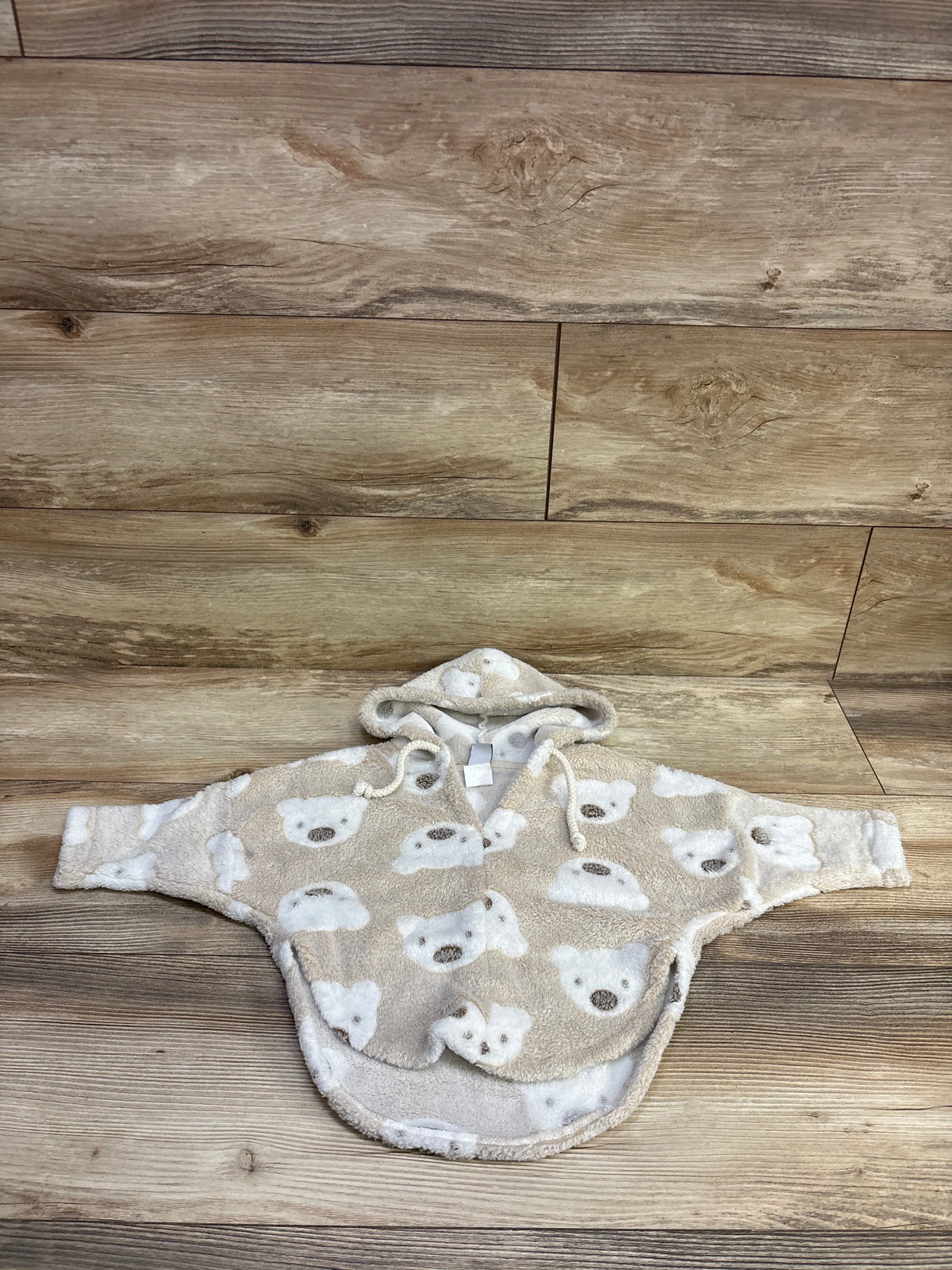 Bear Print Faux Fur Pullover Sweatshirt Tan sz 6m