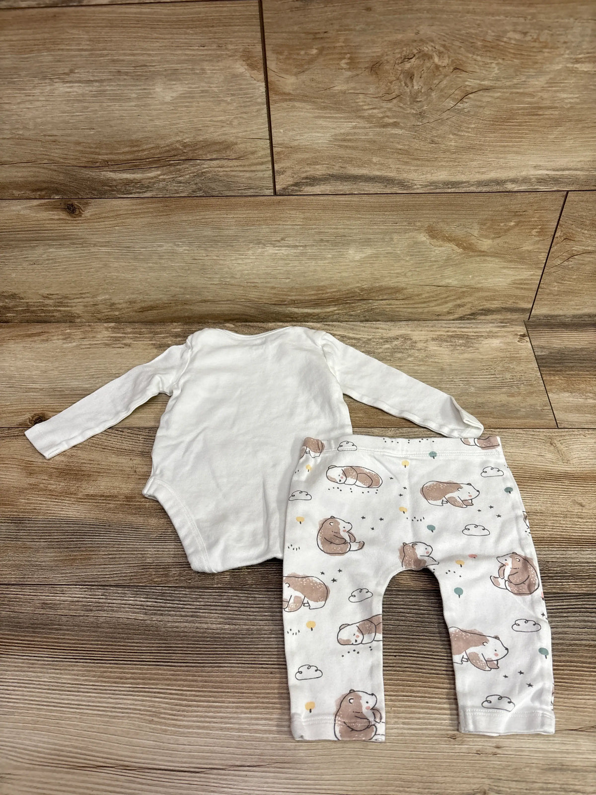 Fred & Flo 2pc Organic Bodysuit & Pants Set White sz 3/6m