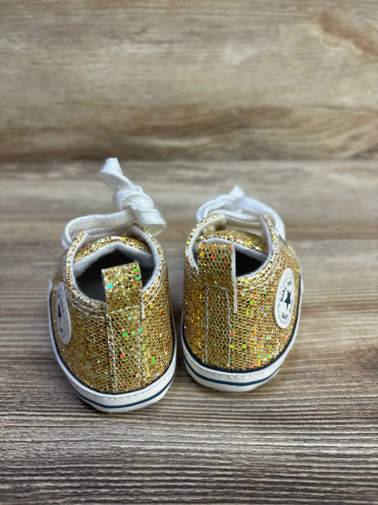 Meckior Glittery Slip-On Crib Shoes Gold sz 2c