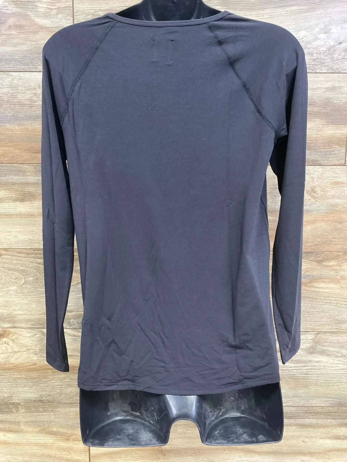 Front view of Gap maternity Breathe long-sleeve shirt in black, size XS on white background