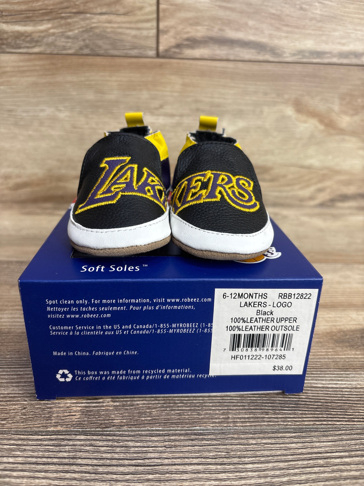 NEW Robeez NBA Lakers Soft Sole Shoes Black sz 3/4c