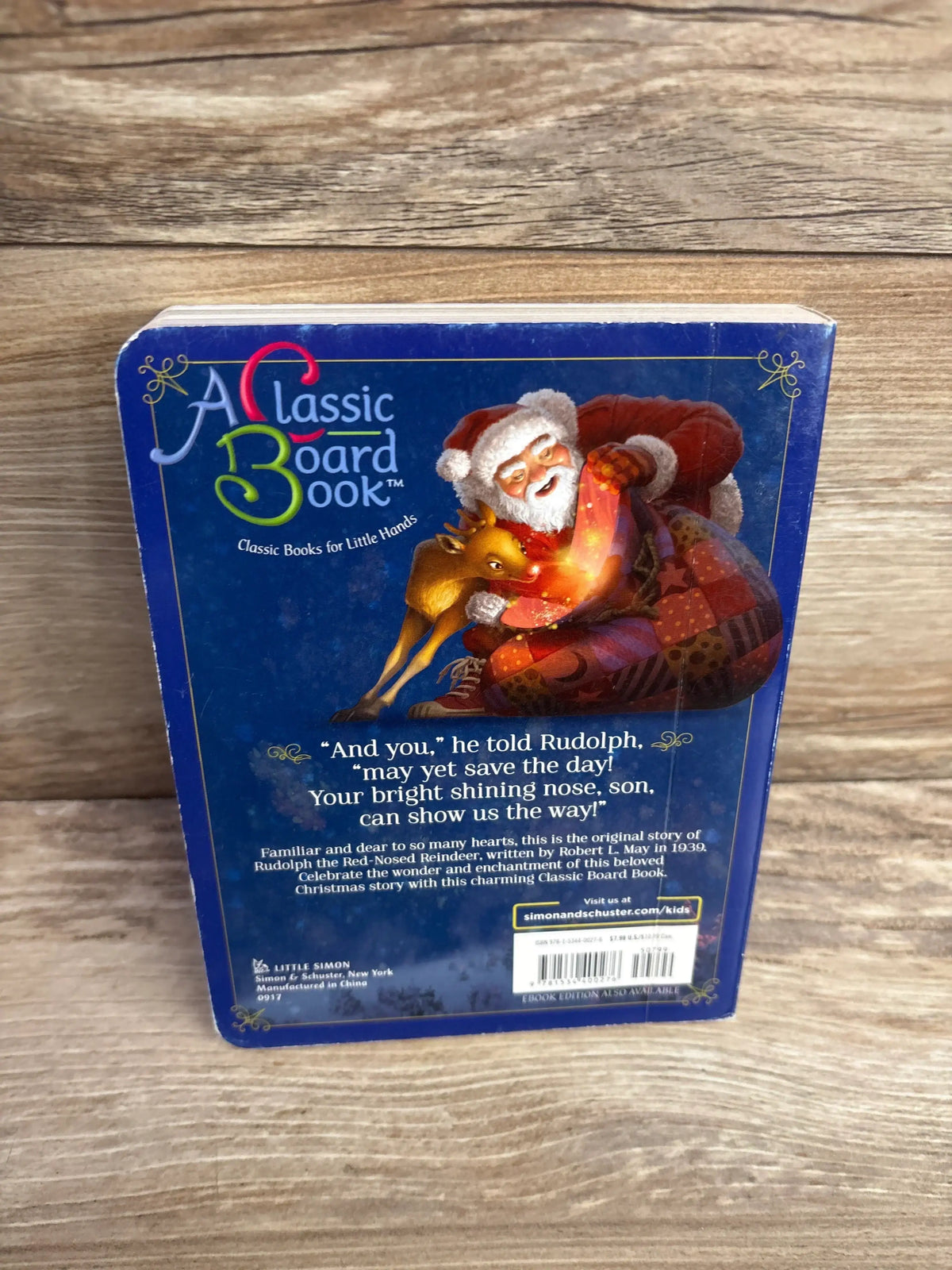 Classic Board Book featuring Santa and Rudolph, perfect for little hands with festive Christmas story.
