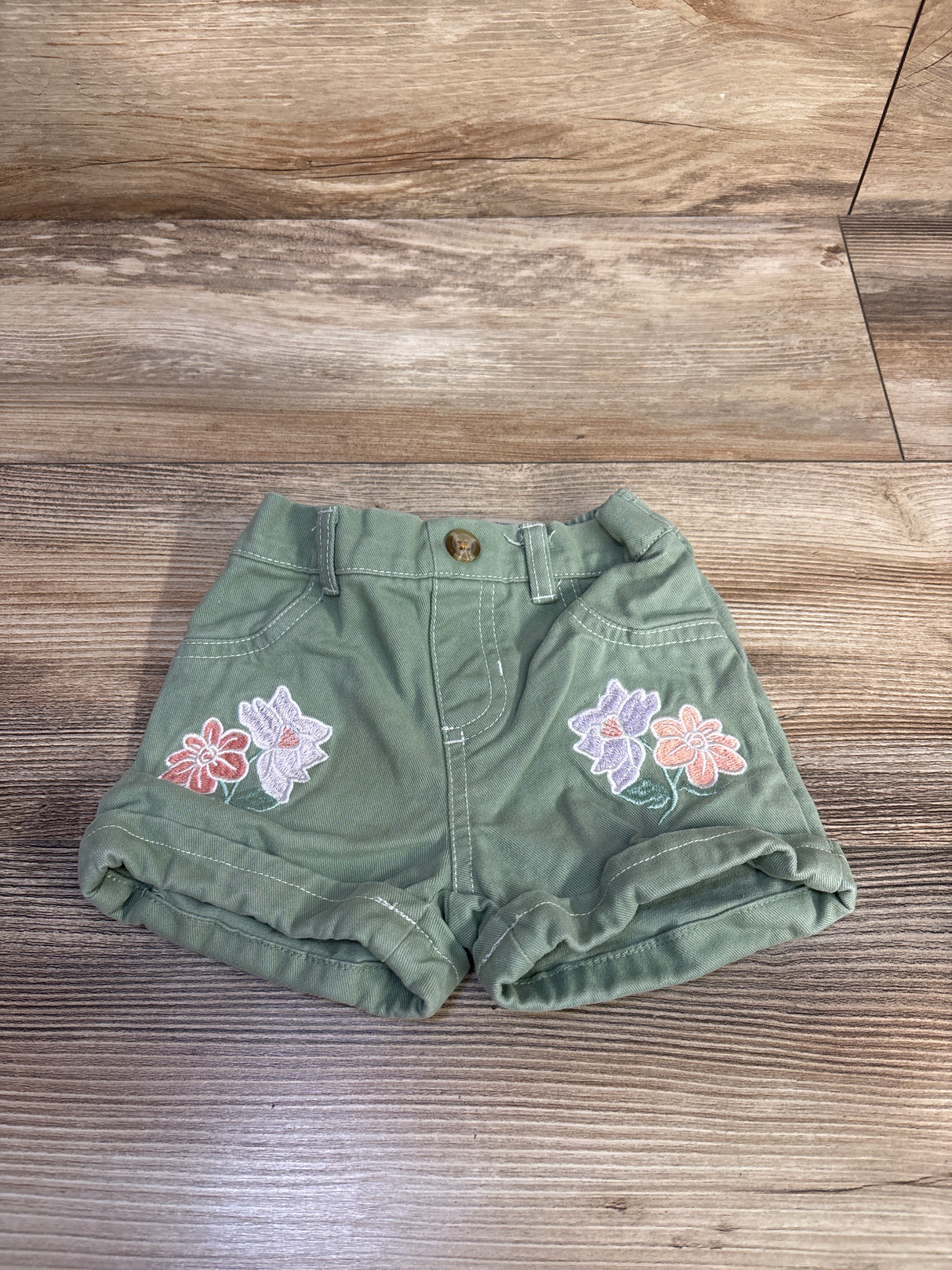 Floral Embroidered Shorts Green sz 12m
