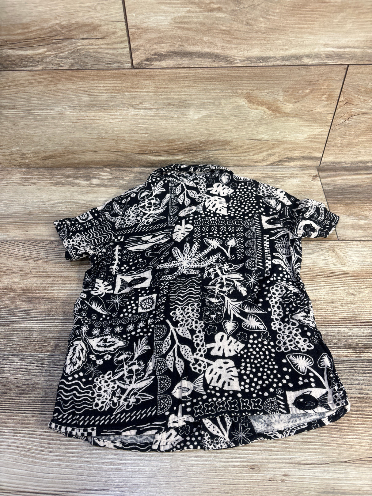 Cat & Jack Gauze Button Up Shirt Black sz 4T