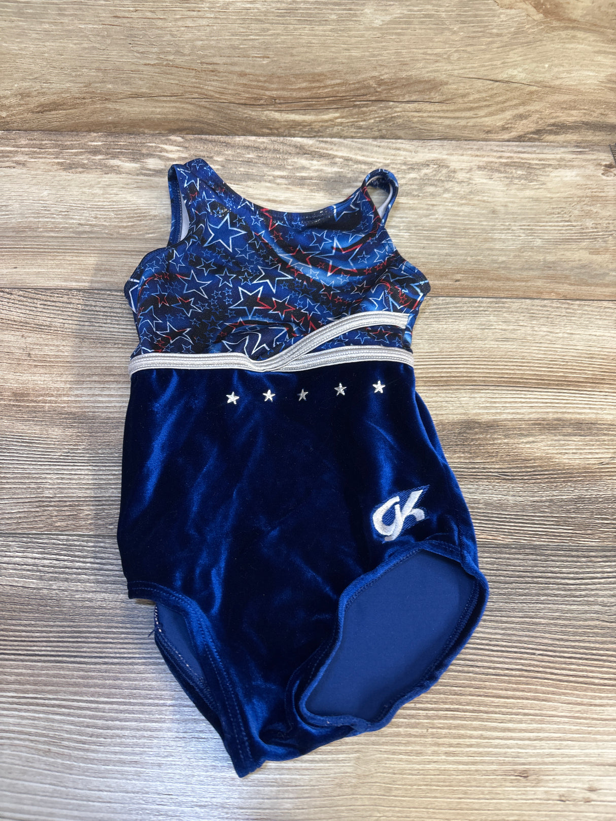 GK Tank Velvet Tank Foil Star Print Gymnastics Leotard Navy sz 4T