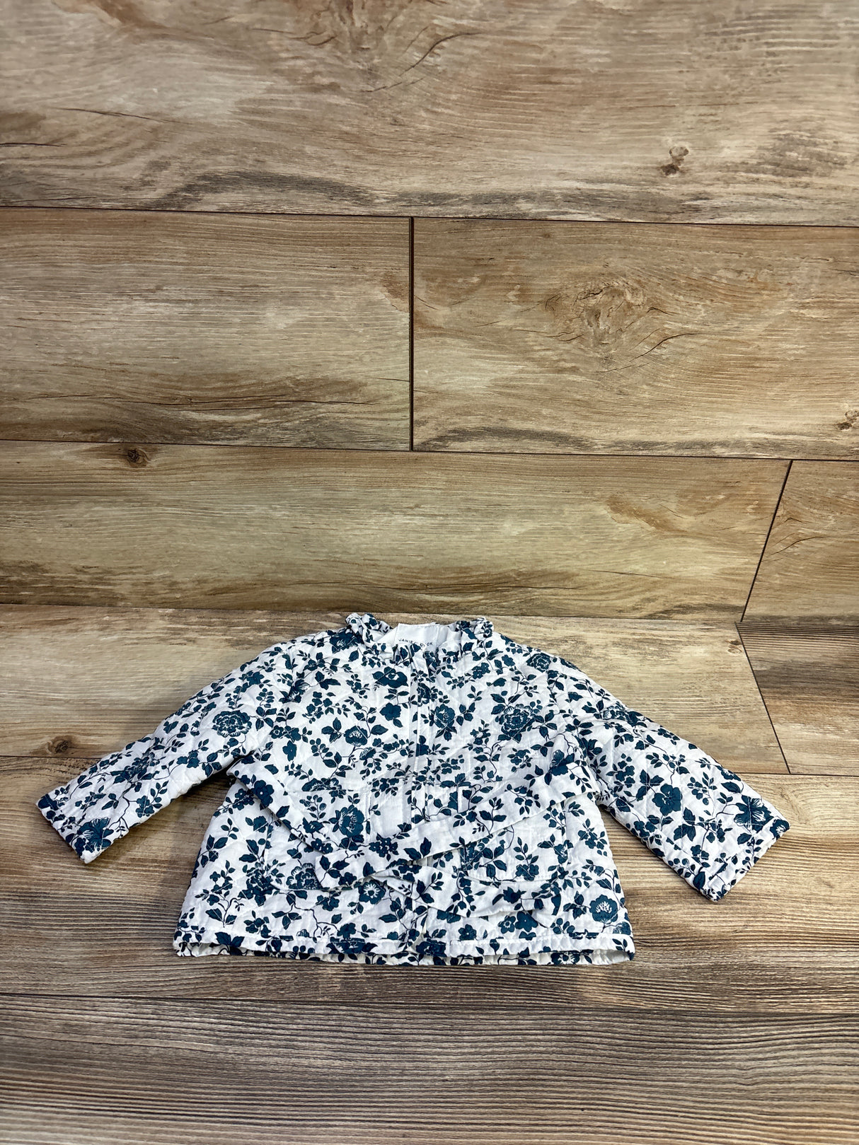Janie & Jack Floral Quilted Jacket White sz 6-12m
