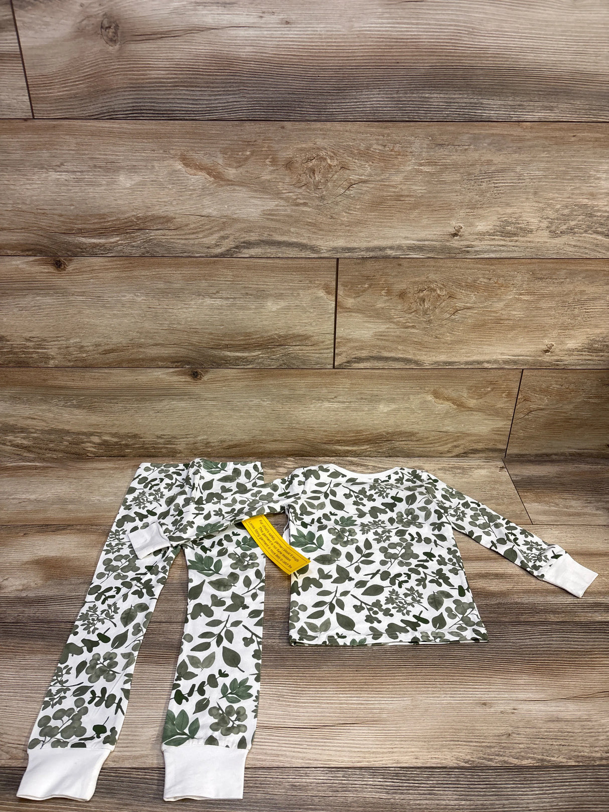 NEW Norani Baby 2pc Organic Pajama Set in Green Leaves White sz 12-24m