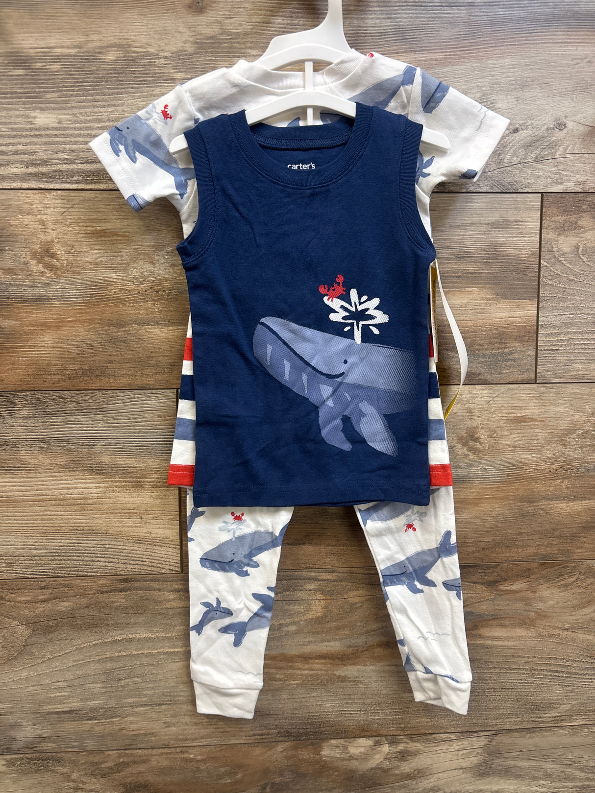 NEW Just One You Whale 4pc Pajama Set White/Navy sz 18m
