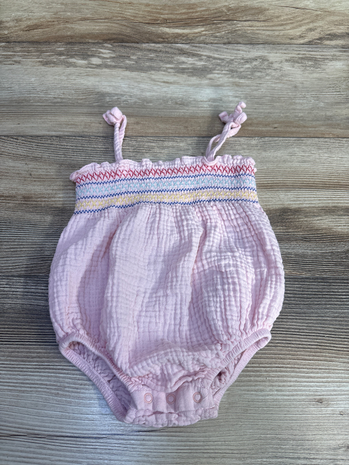 Little Me Smocked Gauze Bubble Romper Pink sz 9m