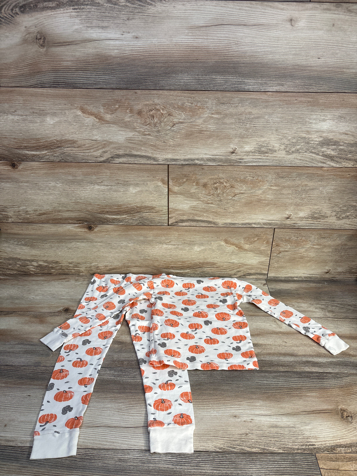 Little Planet Organic 2pc Pumpkin Pajama Set Cream sz 5T
