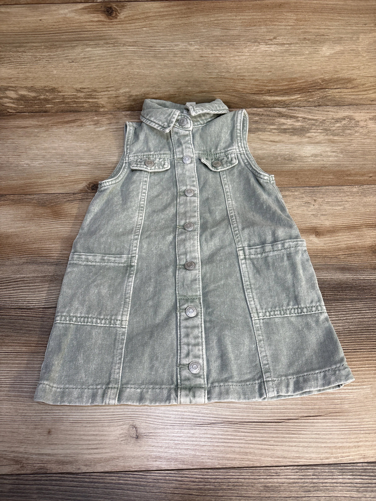 Cat & Jack Sleeveless Denim Dress Green sz 2T