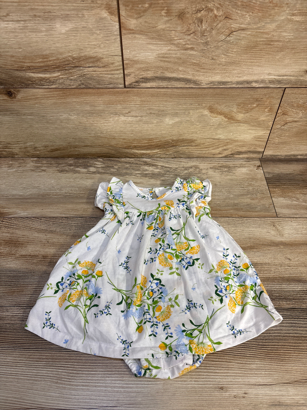 Children's Place Floral Bodysuit Dress White sz 6-9m