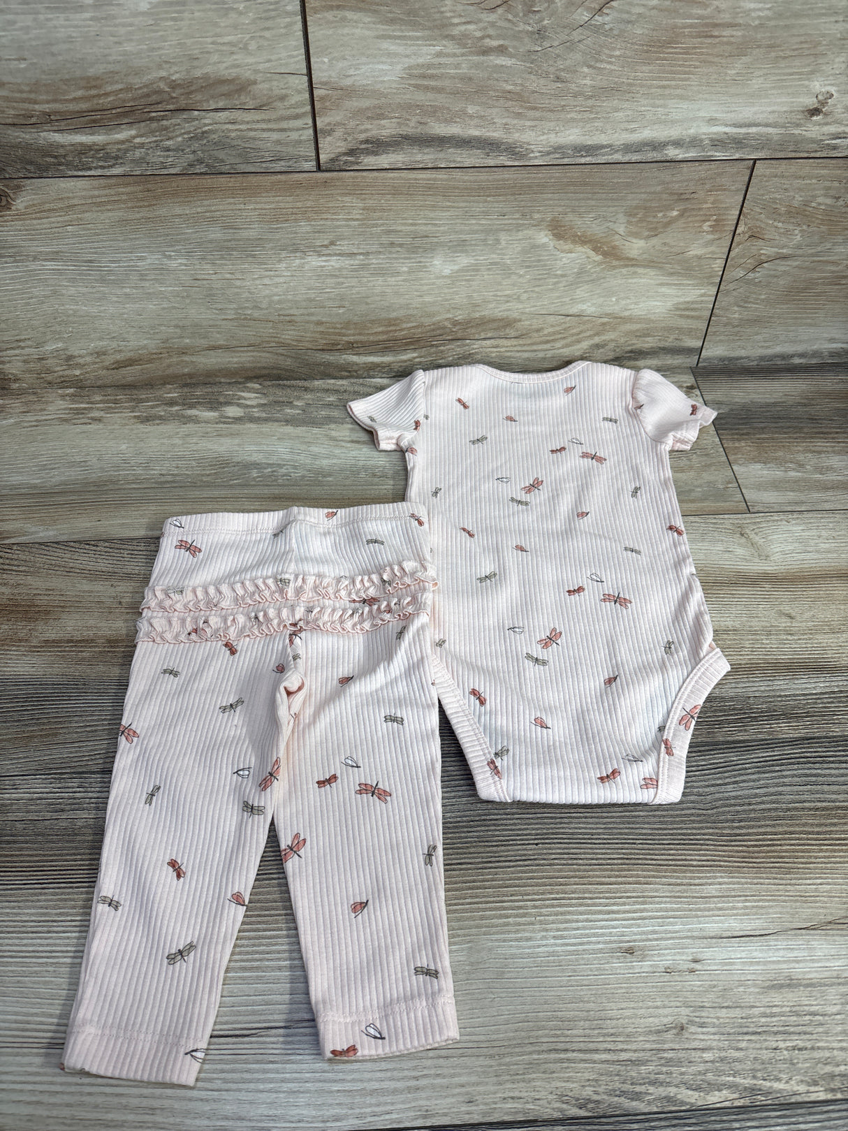 Carter's Bug Print Ribbed Bodysuit & Bottoms Set Peach sz 9m