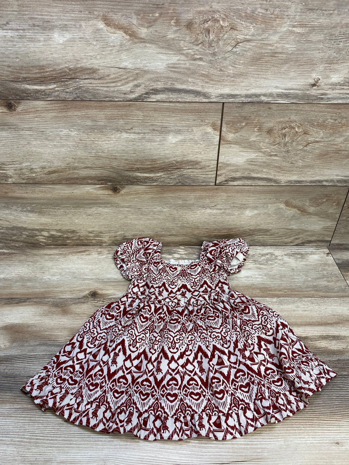 Janie Jack x Disney Moana Ikat Smocked Dress Brown sz 2T