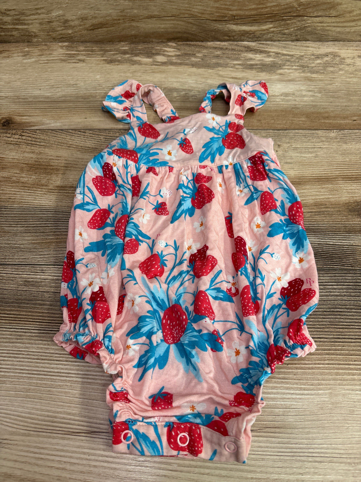 Posh P. Strawberry Bamboo Bubble Romper Pink sz 12-18m