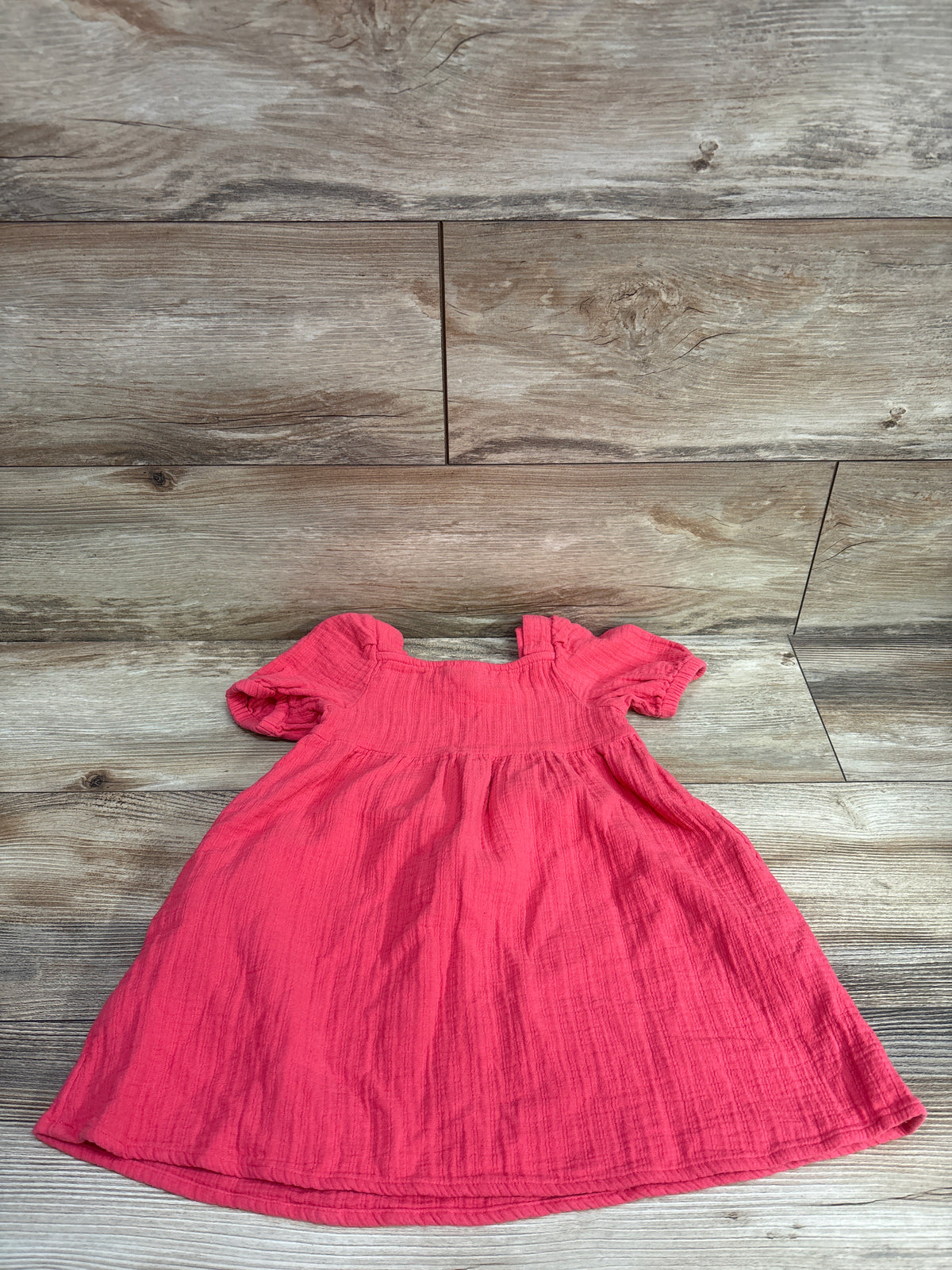 Cat & Jack Henley Puff Sleeve Dress Hot Pink sz 4T