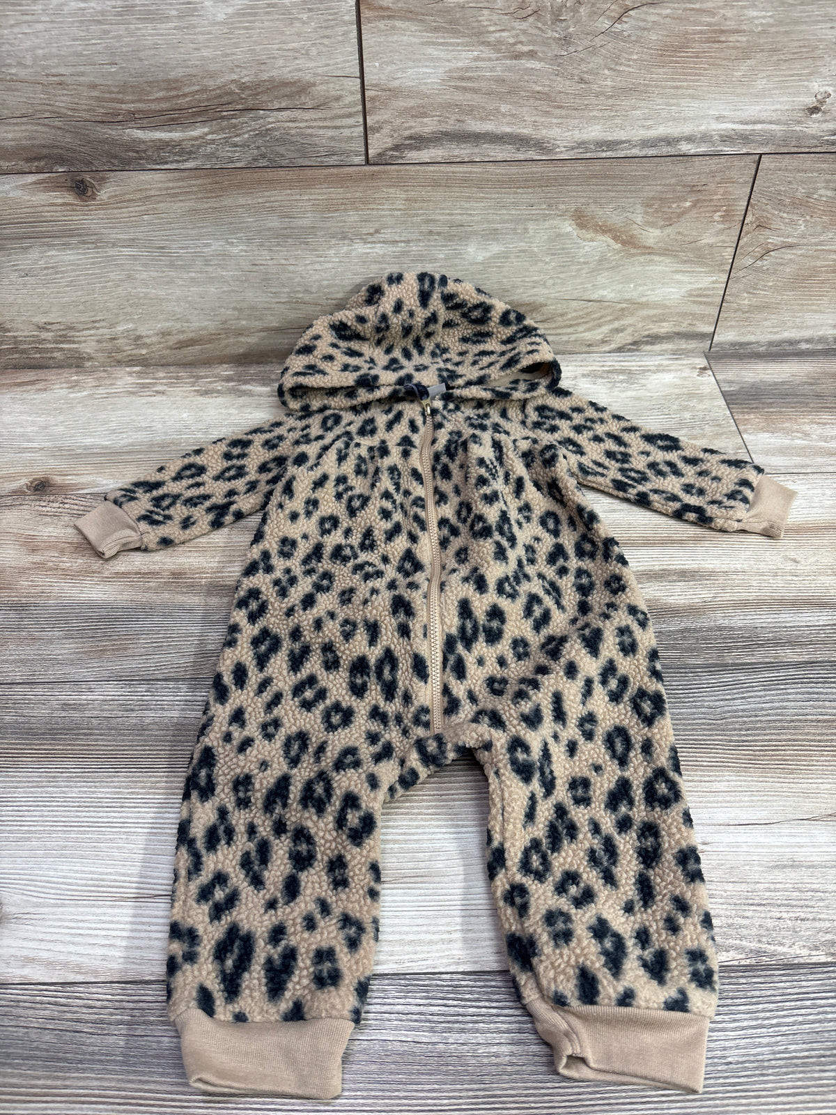 Carter's Leopard Hooded Sherpa Coverall Brown sz 9m