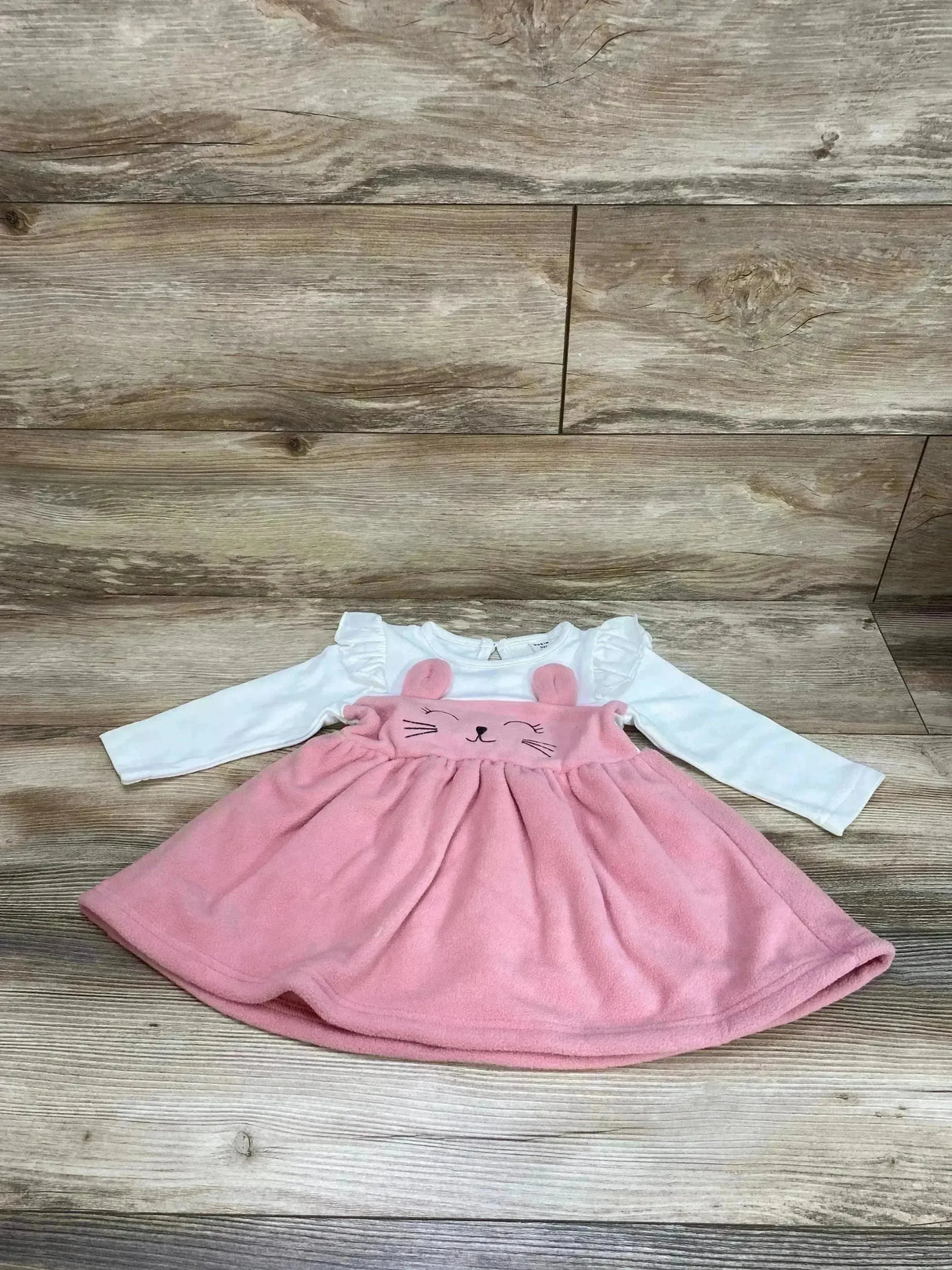 NEW Shein Fleece Ruffle Bunny Dress White/Pink sz 9-12m - Me n Mommy To Be