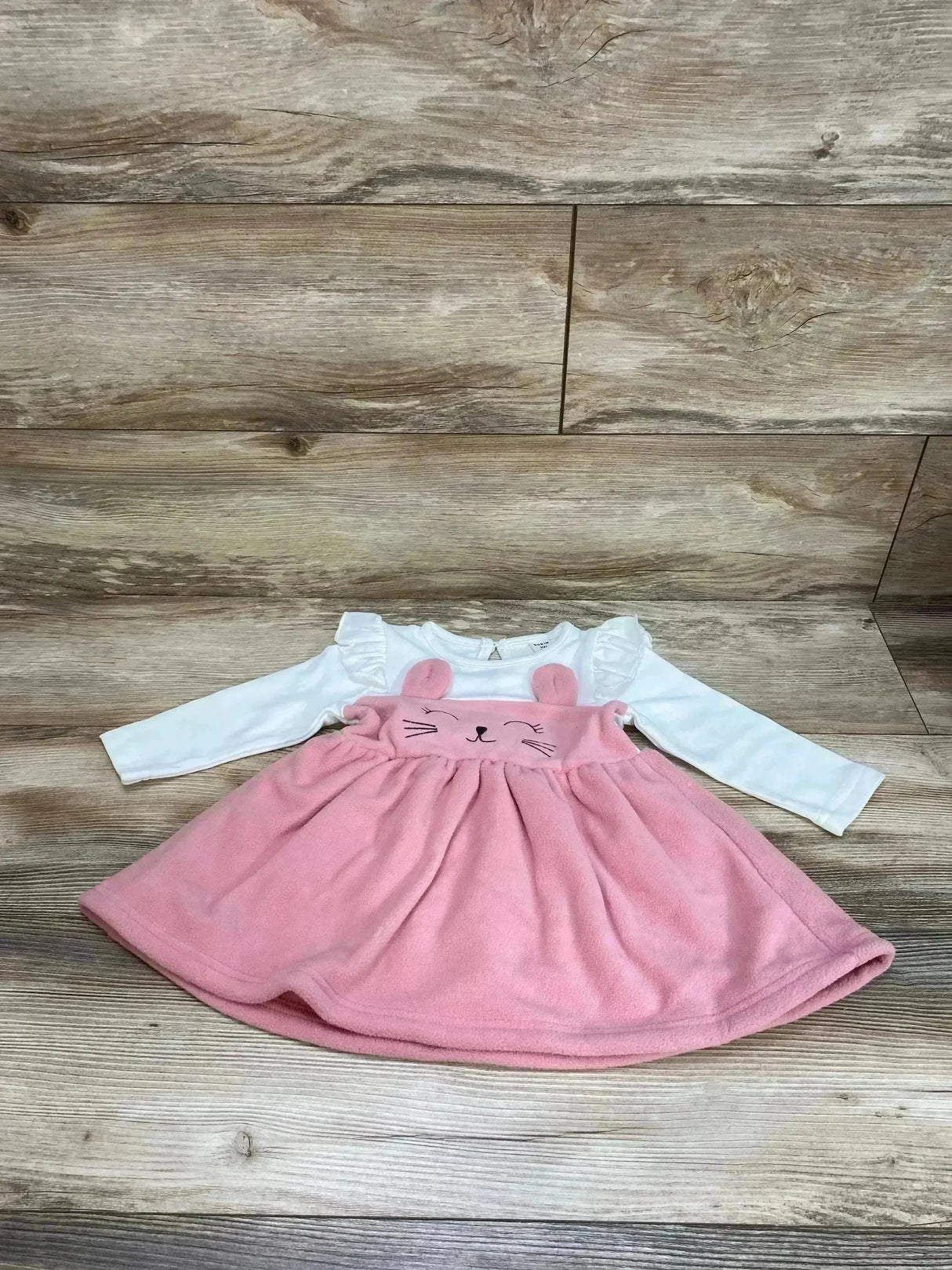 NEW Shein Fleece Ruffle Bunny Dress White/Pink sz 9-12m - Me n Mommy To Be