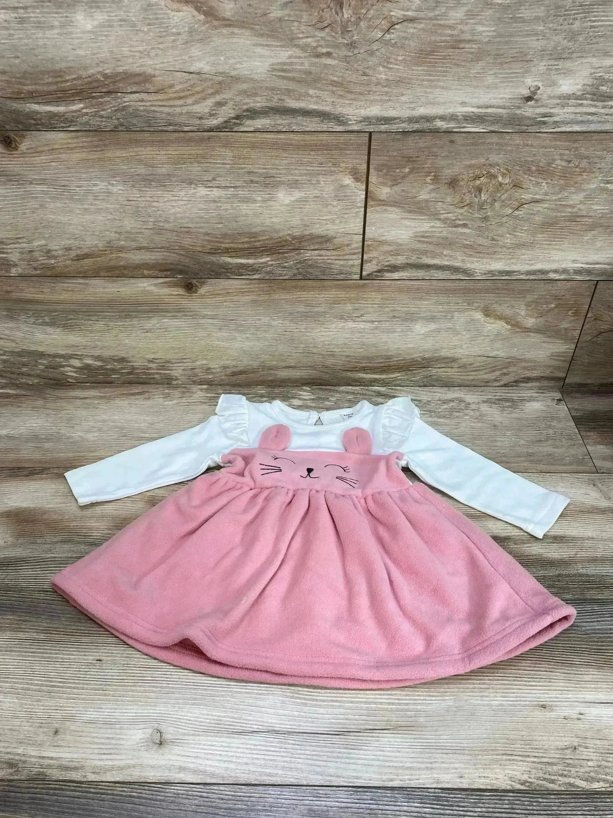NEW Shein Fleece Ruffle Bunny Dress White/Pink sz 9-12m - Me n Mommy To Be