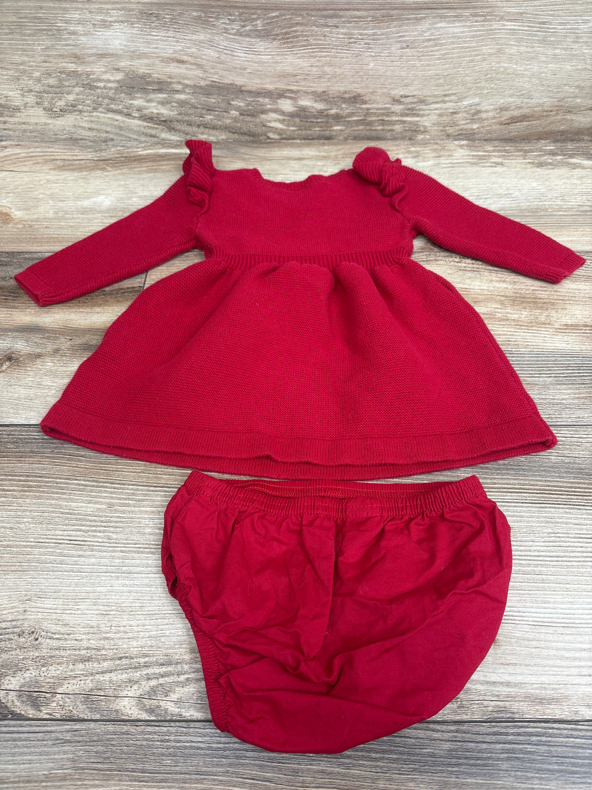 Just One You 2pc Long Sleeve Cable Knit Dress & Bloomers Set Red sz 6m