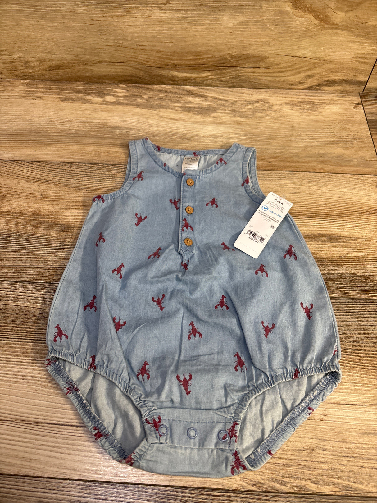 NEW Child of Mine Chambray Henley Bubble Romper Blue sz 6-9m