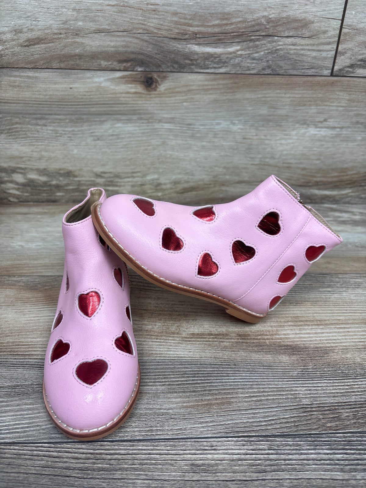 Janie & Jack Metallic Heart Boots Candy Pink sz 10c