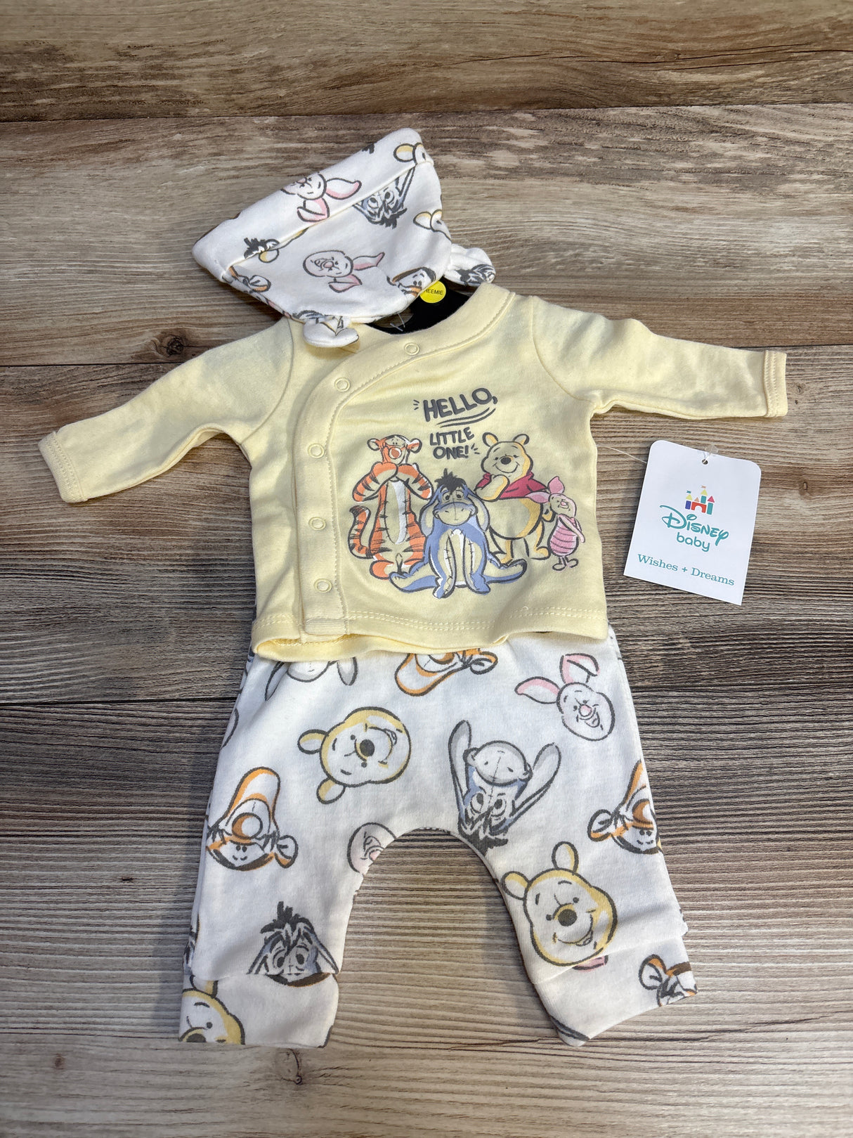 NEW Disney Baby 3pc Winnie The Pooh Shirt & Bottoms Set Yellow sz Preemie