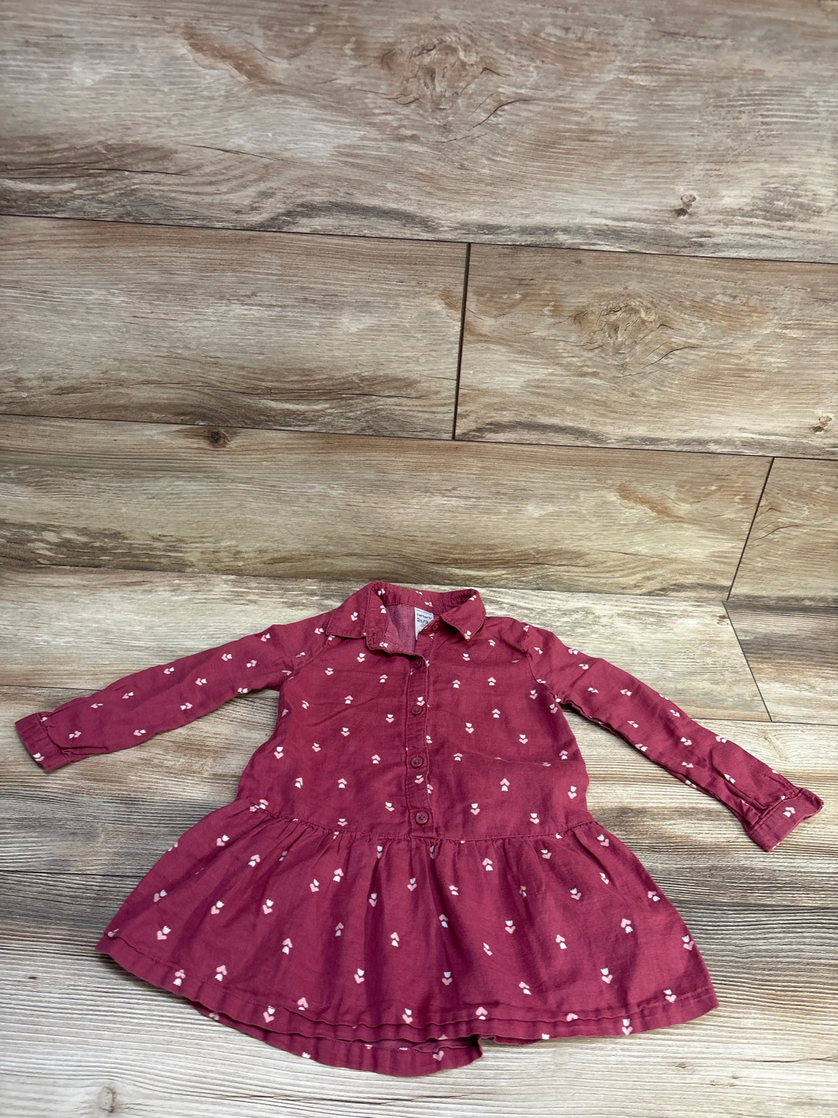 Carter's Collared Button-Front Dress Maroon sz 2T