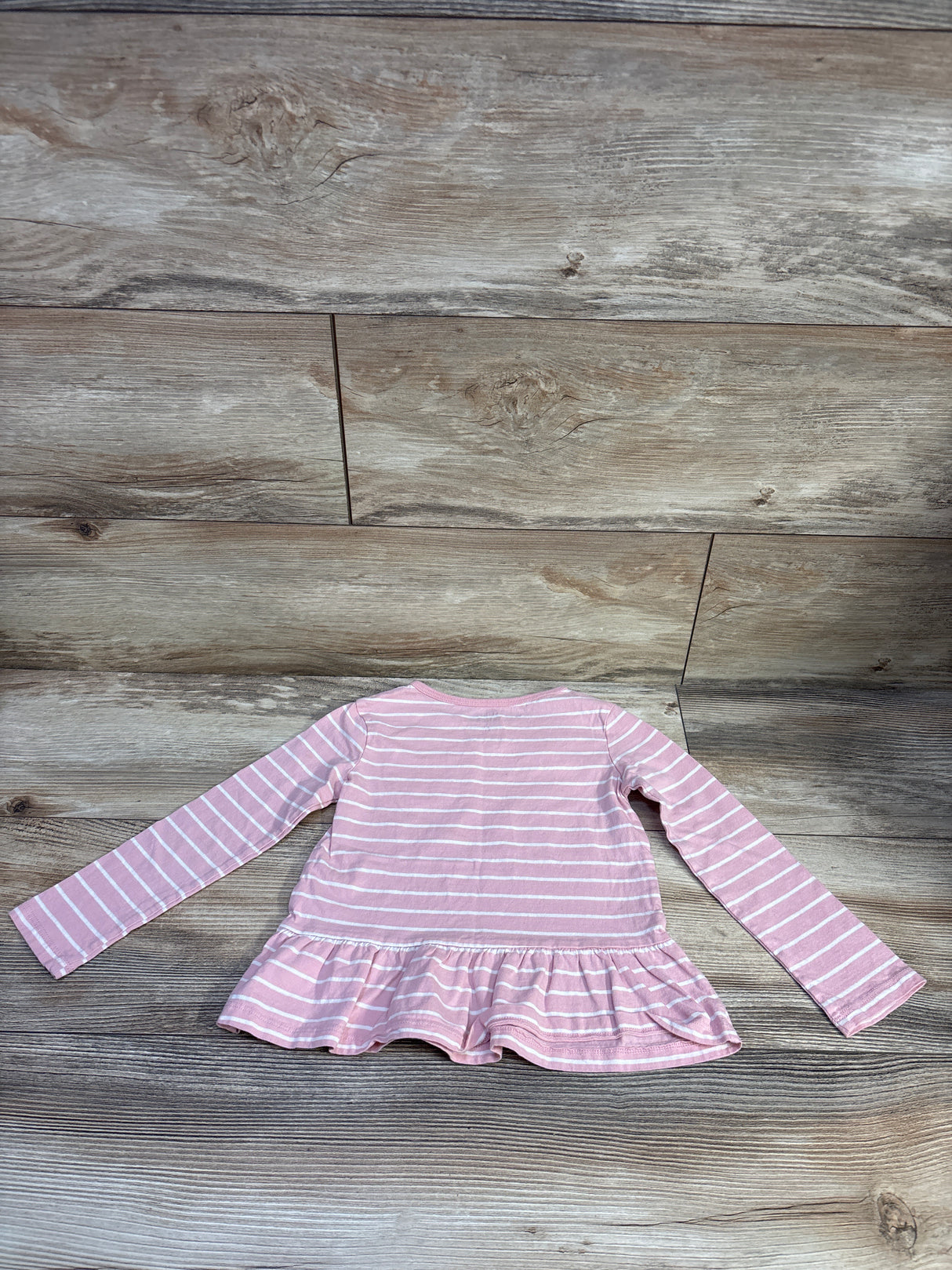 Carter's Long Sleeve Striped Peplum Shirt Pink sz 4T