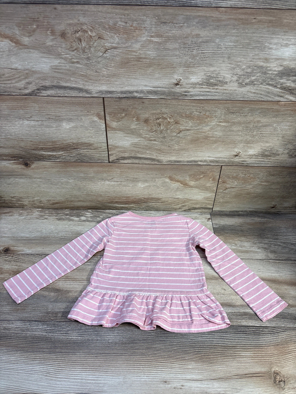Carter's Long Sleeve Striped Peplum Shirt Pink sz 4T