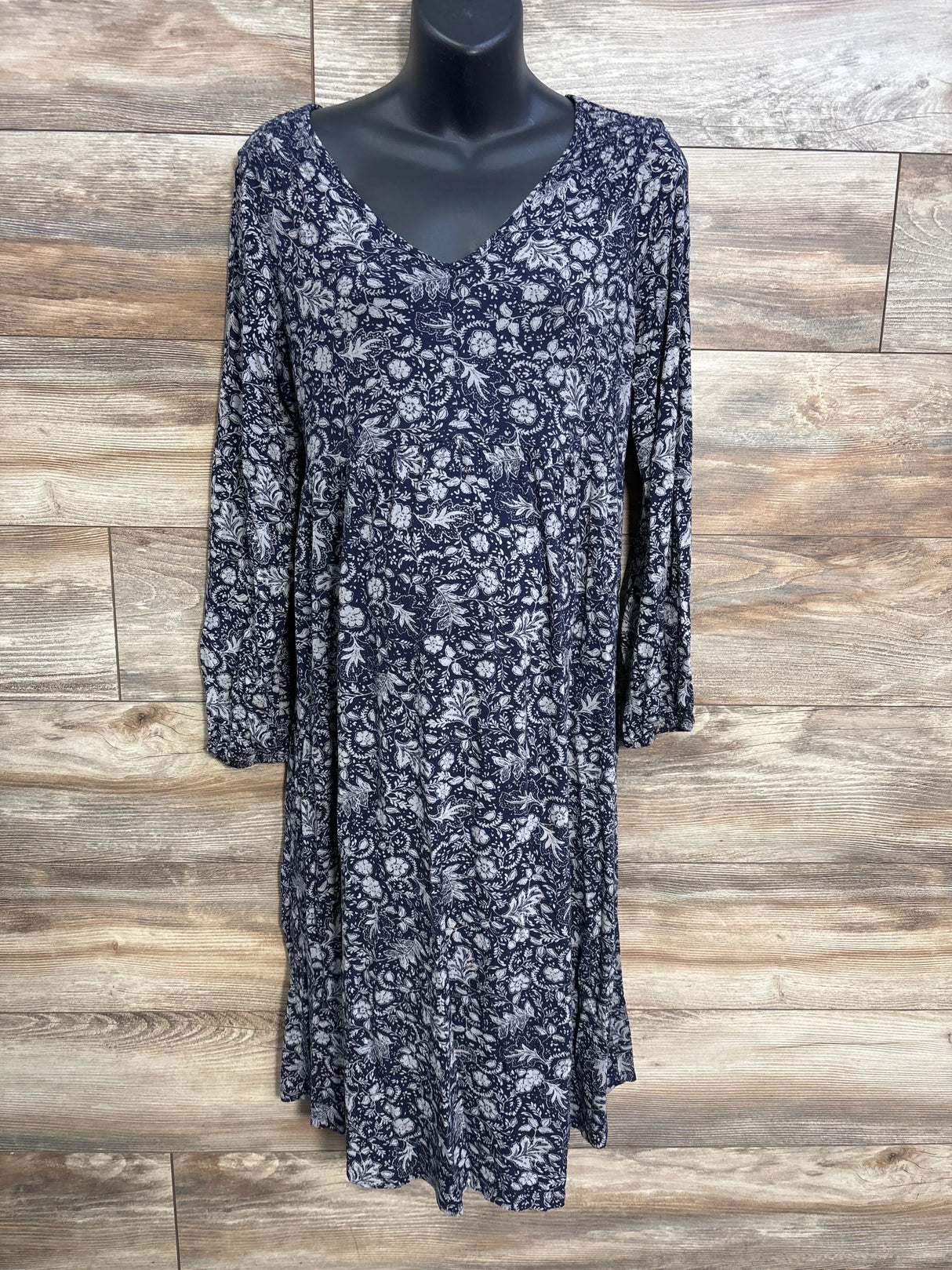 Isabel Maternity Floral Long Sleeve Dress Navy sz Medium