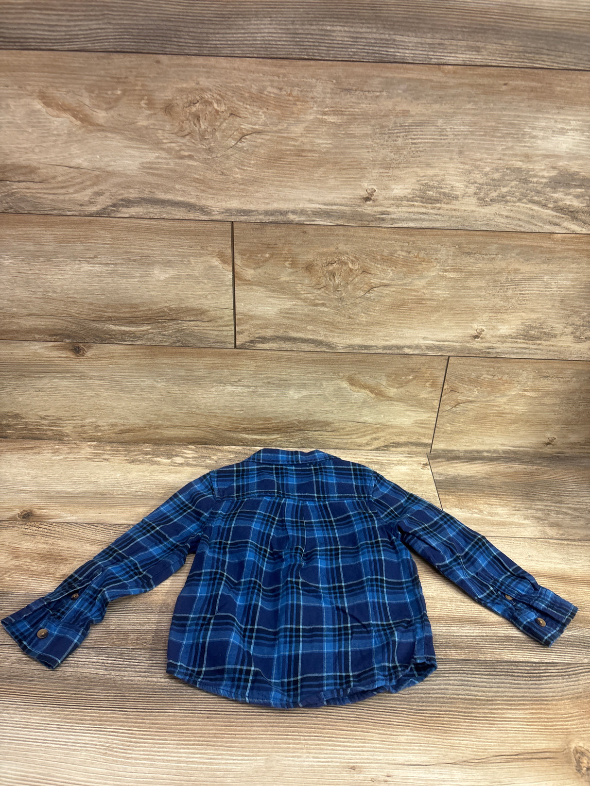 Okie Dokie Plaid Button-Up Shirt Blue sz 3T