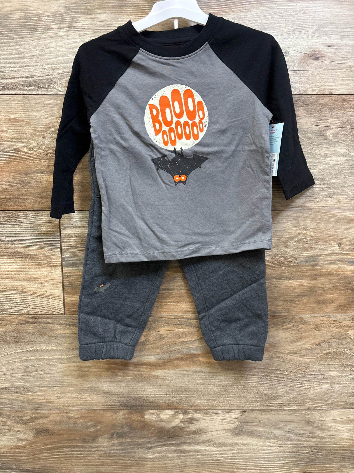NEW Cat & Jack 2pc Boo Shirt & Joggers Set Black sz 18m