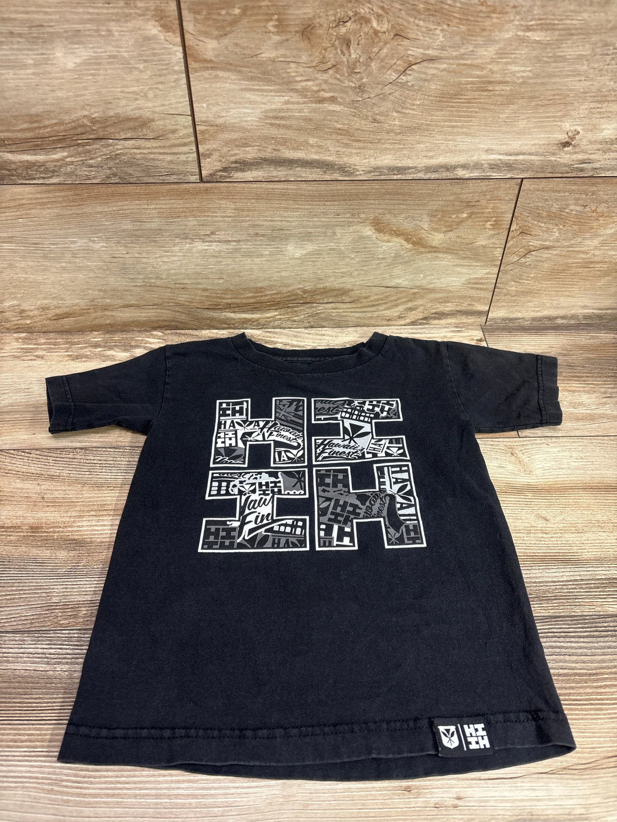 Black kids t-shirt by Me n Mommy To Be featuring a white graphic 'HF' logo print