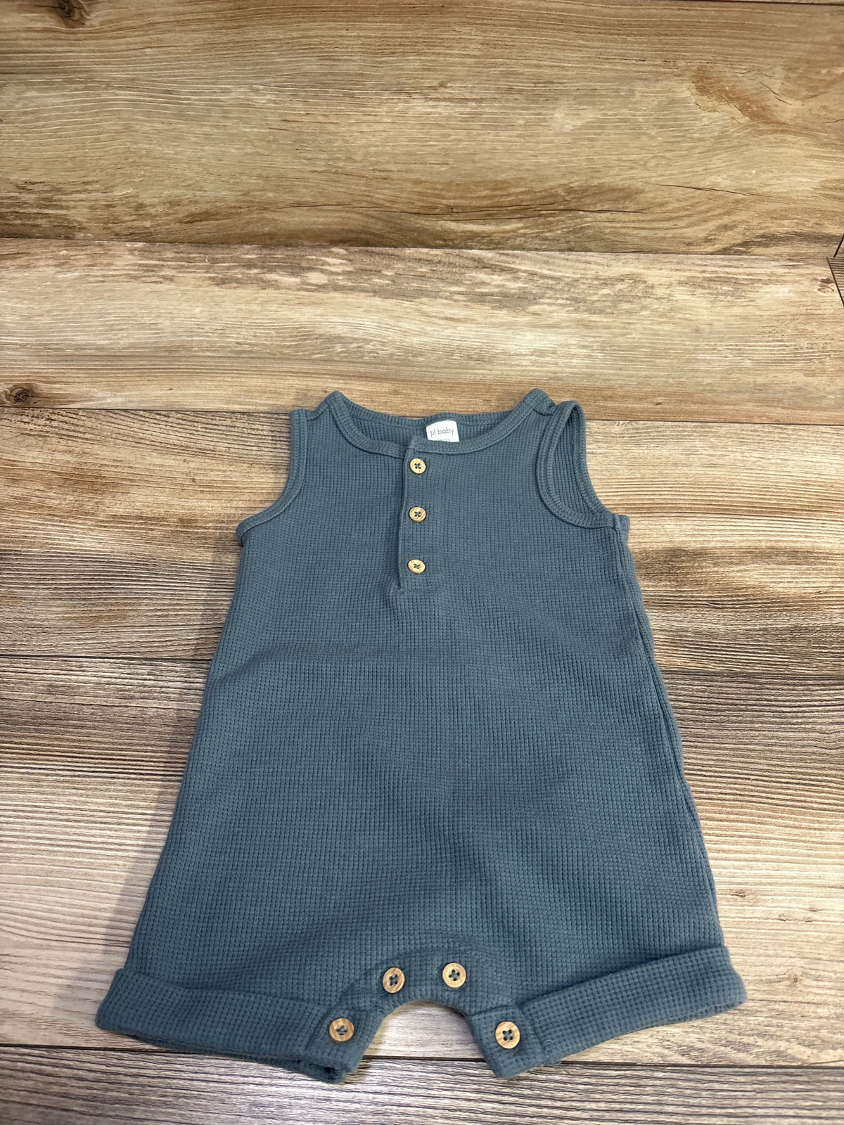 PL Baby Waffle Knit Henley Shortie Romper Blue sz 9m