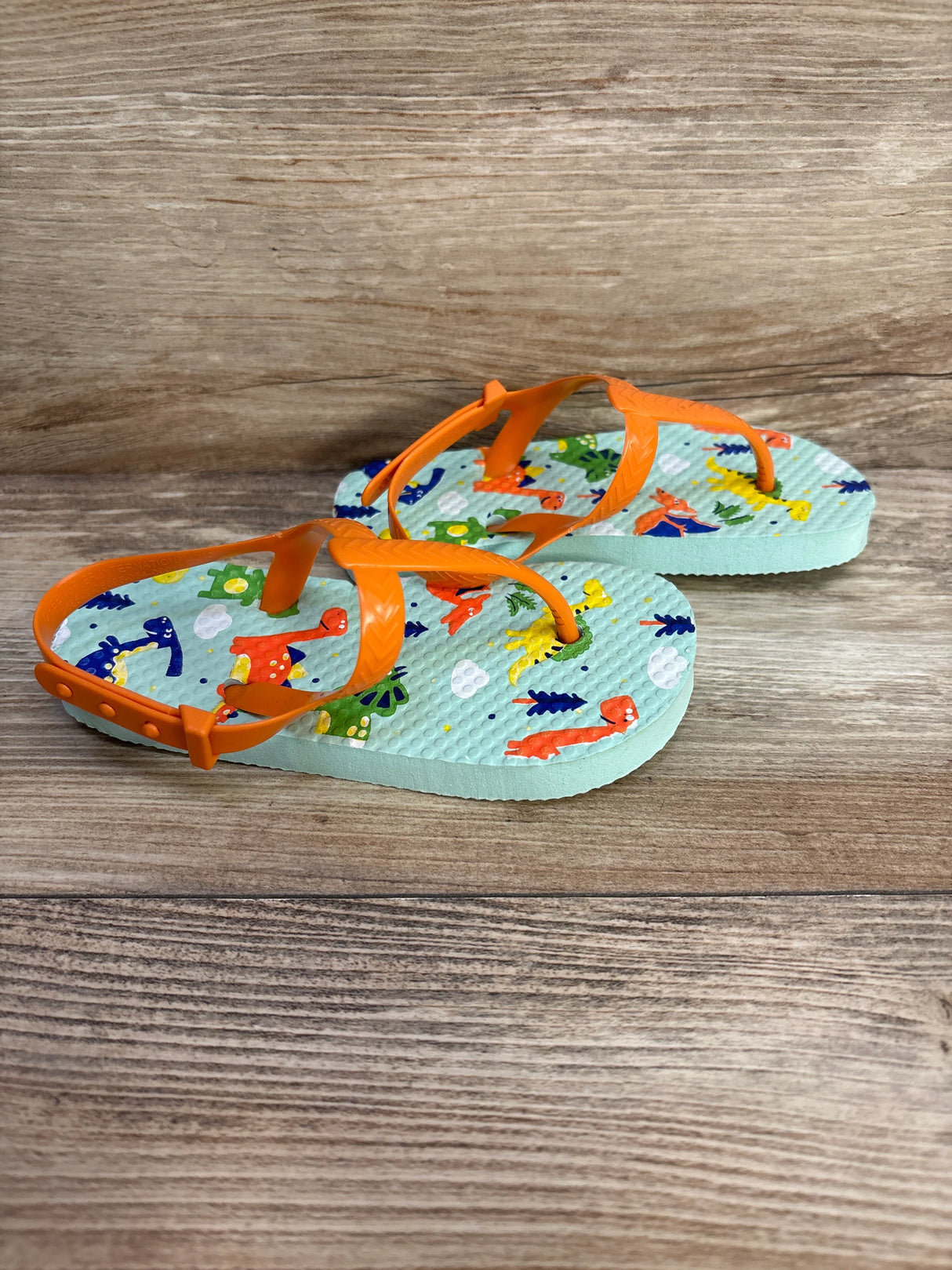 Dinosaur Flip Flops Orange sz 9/10 - Me n Mommy To Be