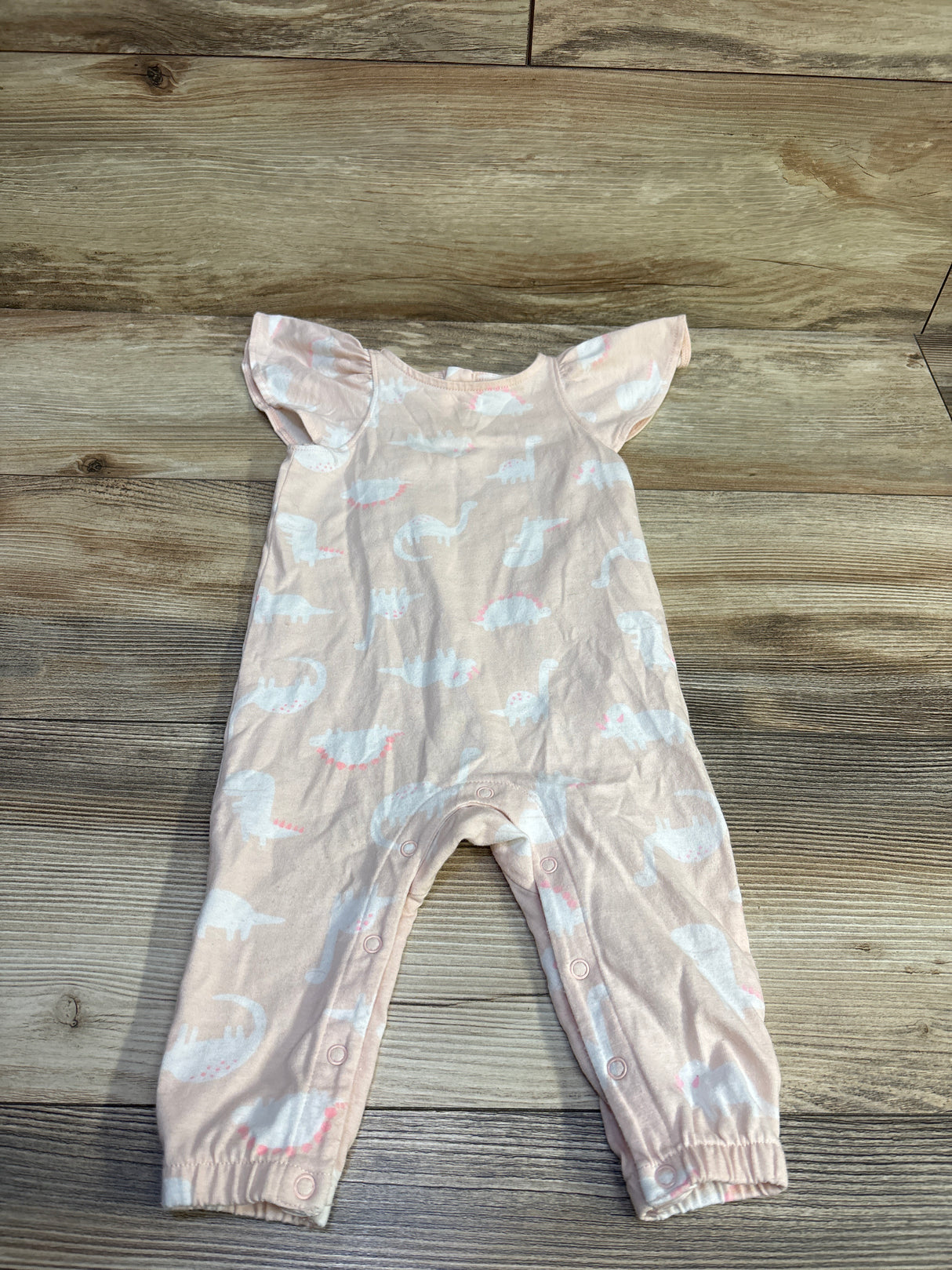 Cat & Jack Dinosaur Flutter Sleeve Jumpsuit Pink sz 3-6m