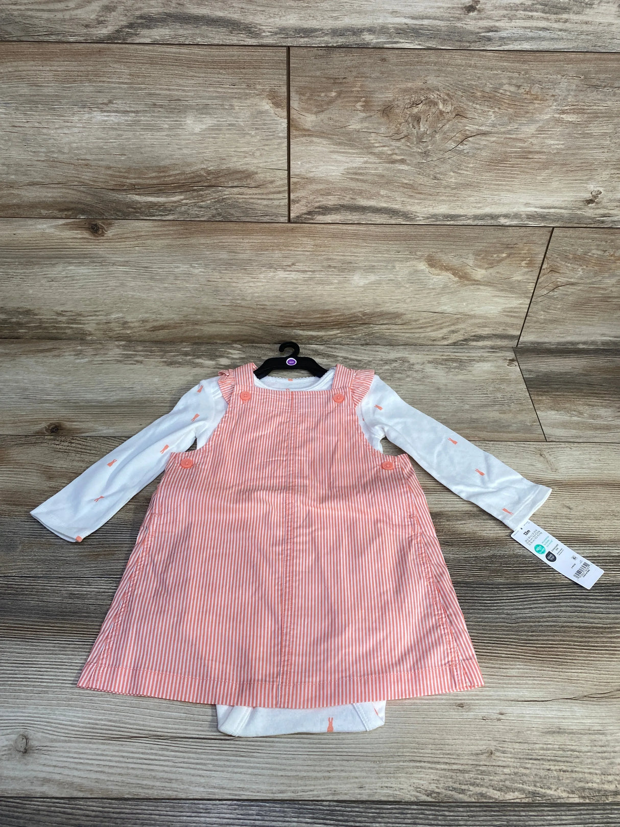 NEW Child Of Mine 2pc Bunny Bodysuit & Jumper Dress White sz 12m - Me n Mommy To Be