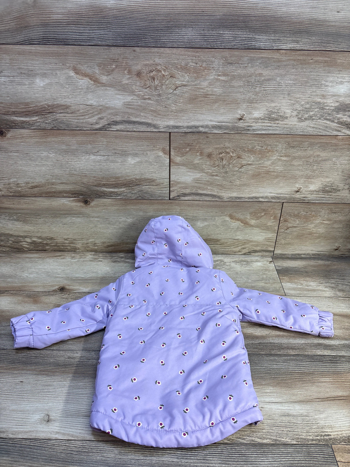Cat & Jack Floral Hooded Lined Parka Jacket Purple sz 18m