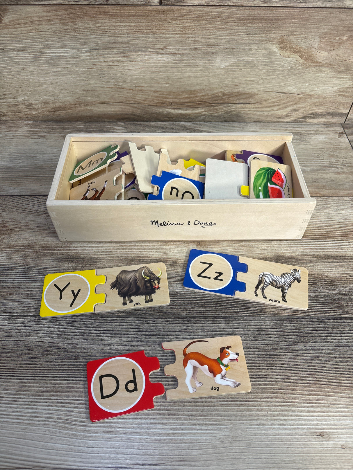 Melissa & Doug Self-Correcting Wooden Alphabet Puzzles With Storage Box