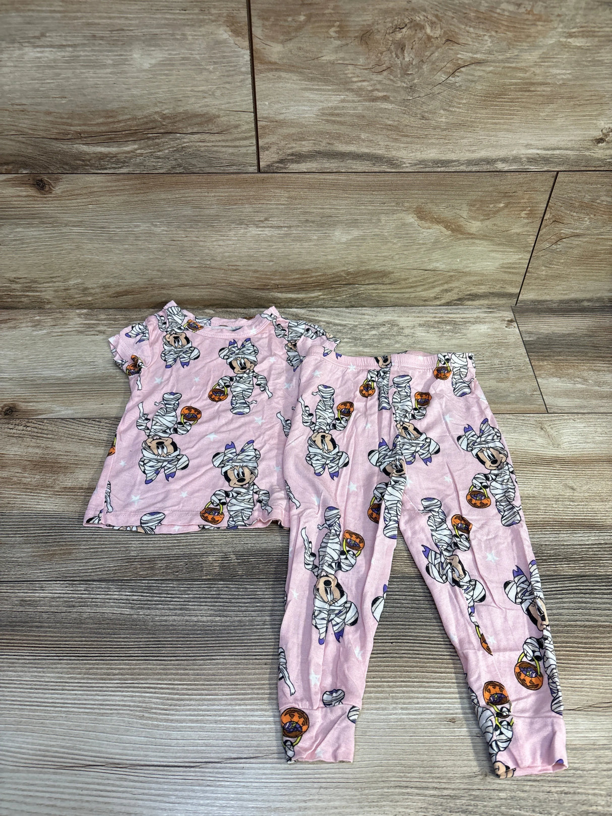 Disney Junior 2pc Minnie Mouse Halloween Viscose Pajama Set Pink sz 2T