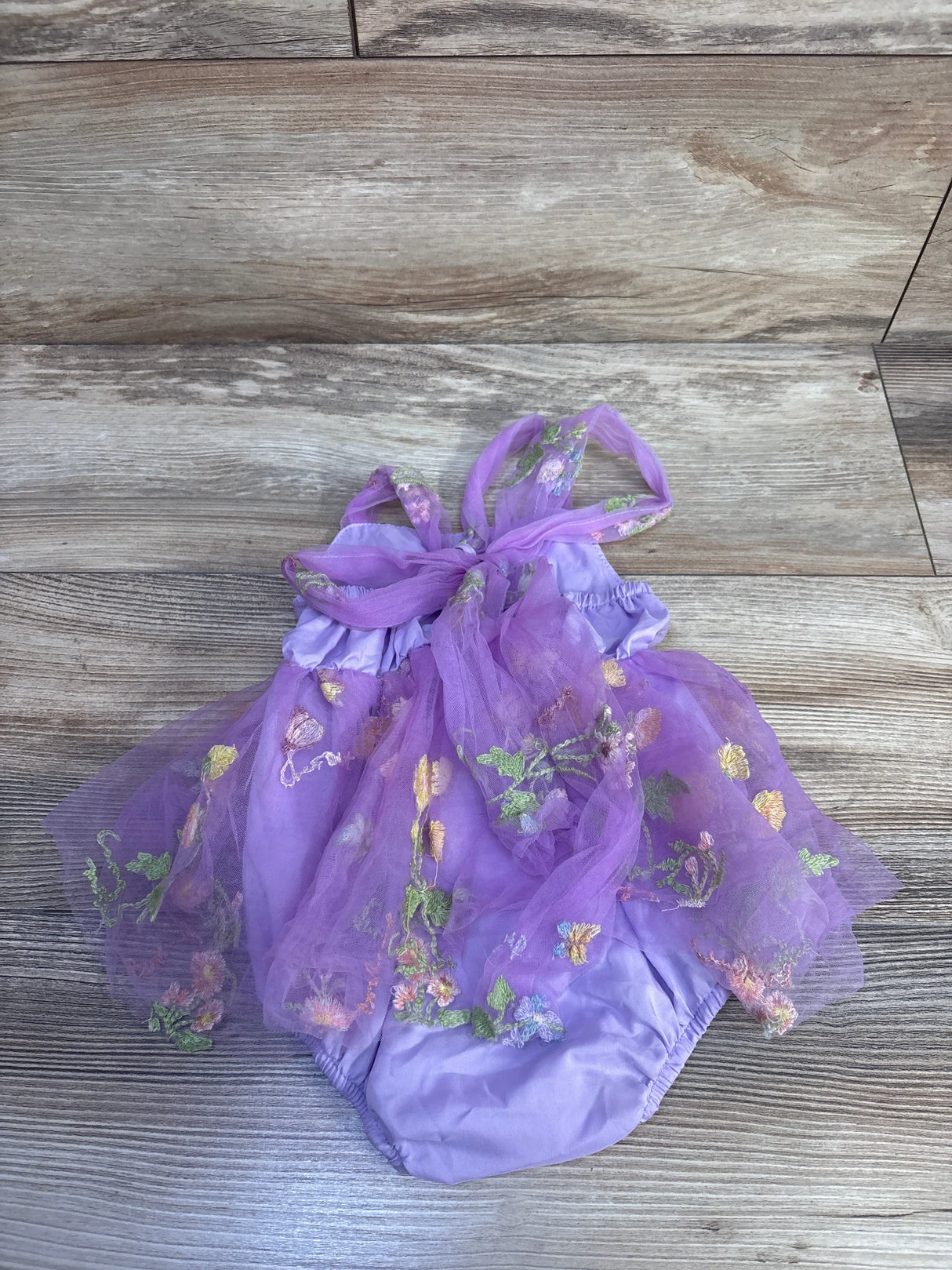 IDOPIP Embroidered Tulle Bodysuit Dress Purple sz 6-9m
